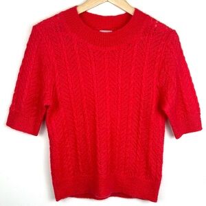 Temperley London Bessie Cable Knit Mohair Blend Short Sleeve Sweater Jumper